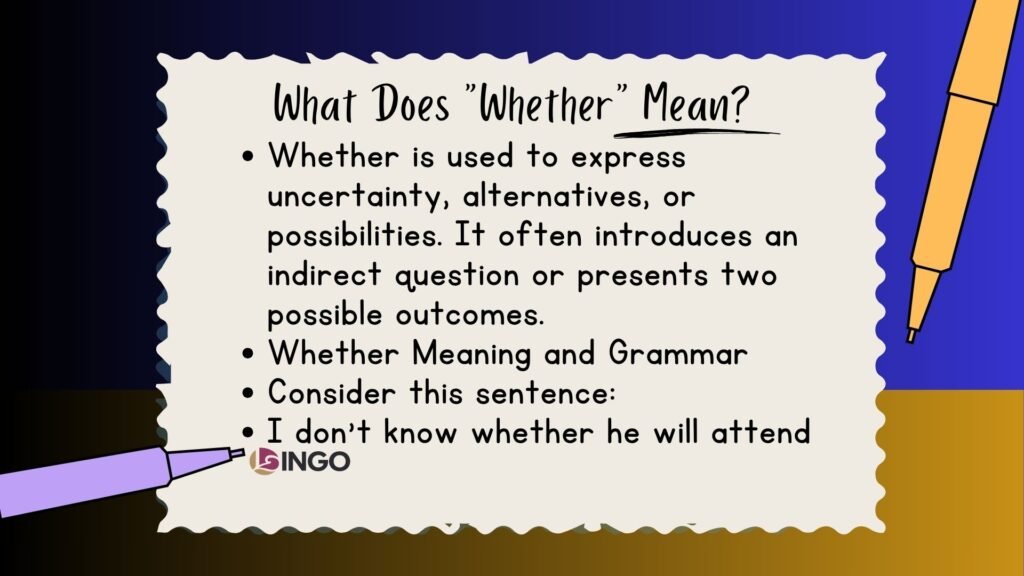 What Does Whether Mean