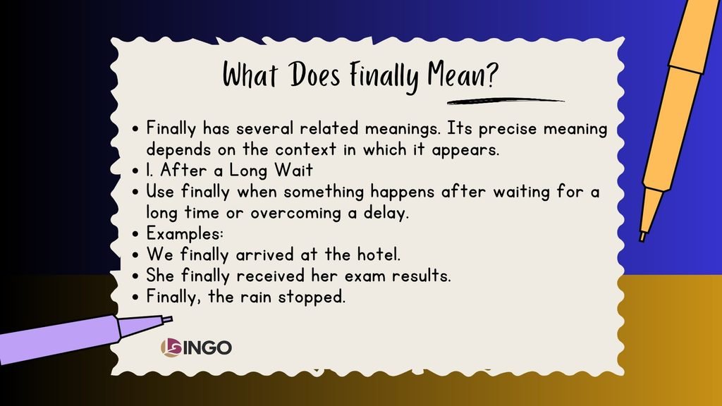 What Does Finally Mean